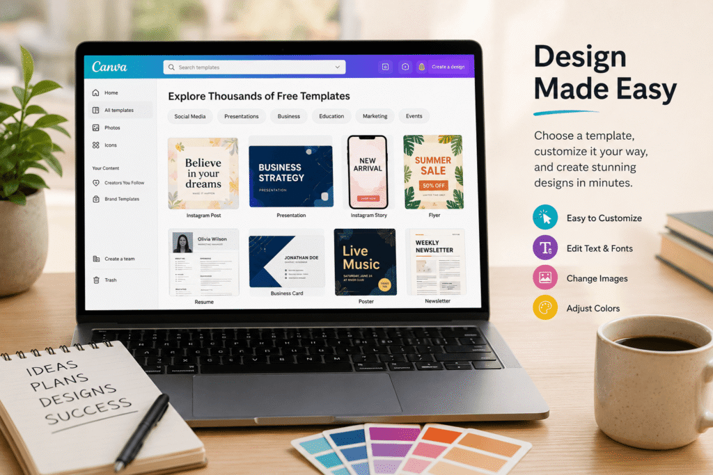 Free Canva templates for social media, presentations, business, and marketing designs